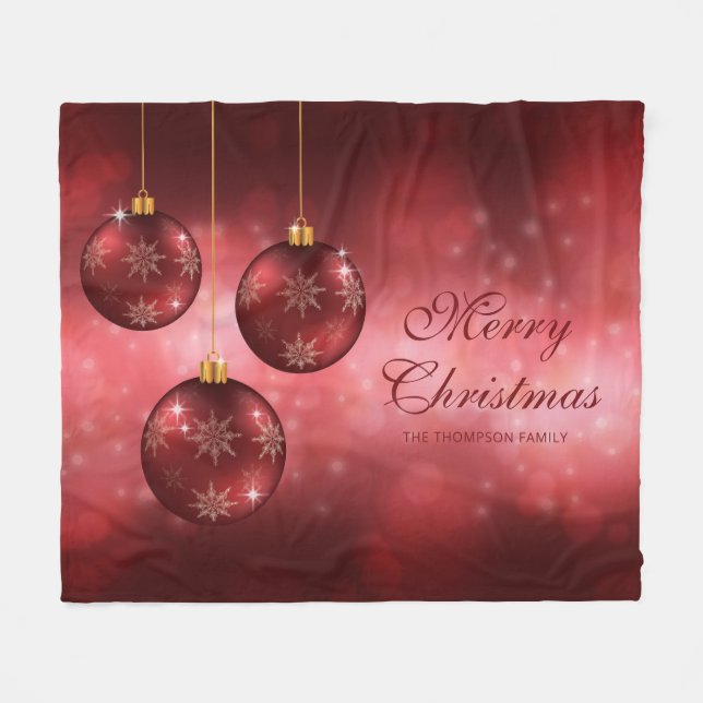 Rote festliche Weihnachtsbaumkugeln mit individuel Fleecedecke (Vorderseite (Horizontal))