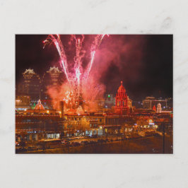 Rote Feuerwerke über dem Plaza, Kansas City Postkarte