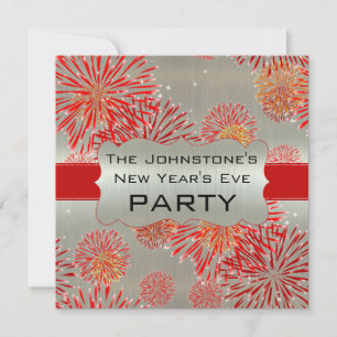 Rote Feuerwerke zum Silver Silver Silver Silver Si Einladung