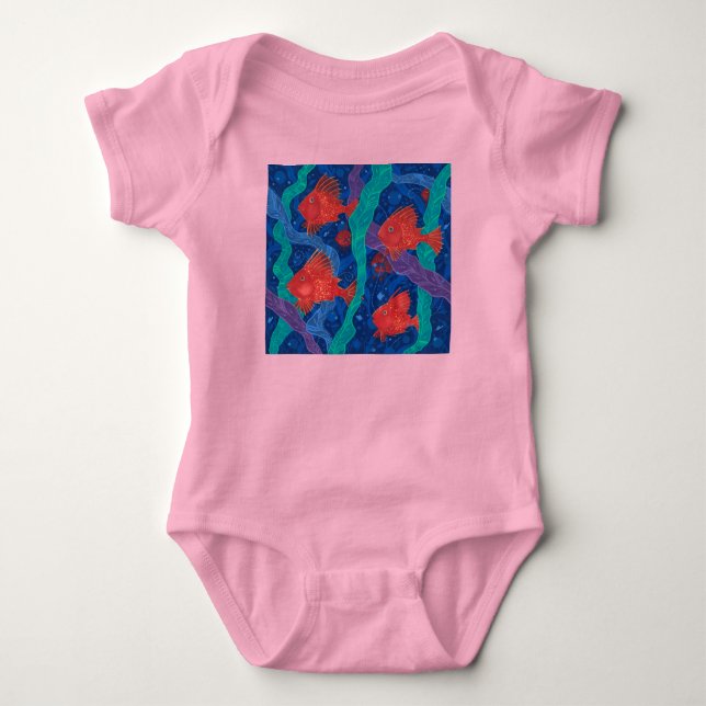 Rote Fische, Meerwassertiere Unterwasser Art Baby Strampler (Vorderseite)