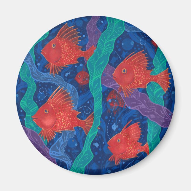 Rote Fische, Meerwassertiere Unterwasser Art Magnet (Vorne)