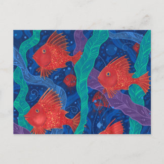 Rote Fische, Meerwassertiere Unterwasser Art Postkarte