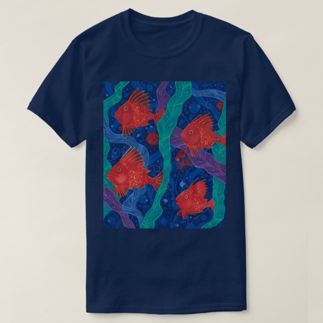 Rote Fische, Meerwassertiere Unterwasser Art T-Shirt (Design vorne)