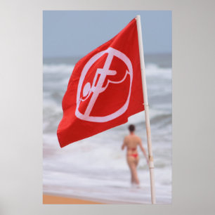 Rote Flagge am Strand — Florida Poster