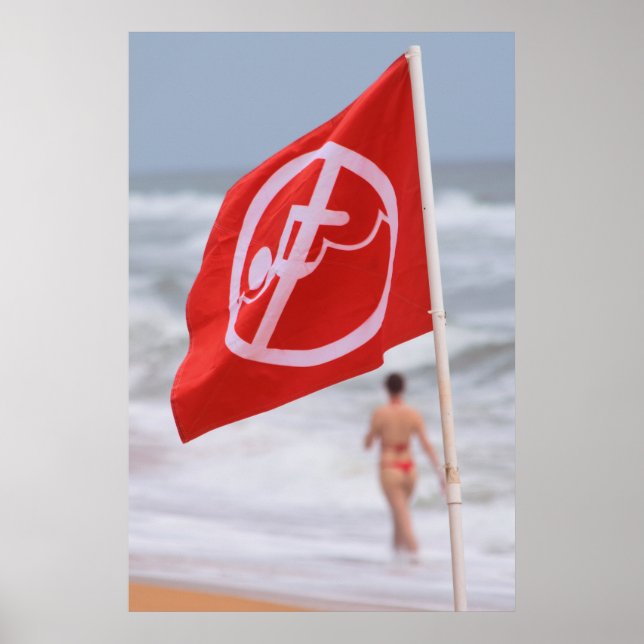 Rote Flagge am Strand — Florida Poster (Vorne)