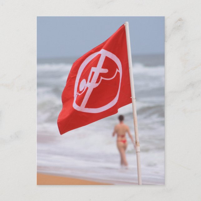 Rote Flagge am Strand — Florida Postkarte (Vorderseite)