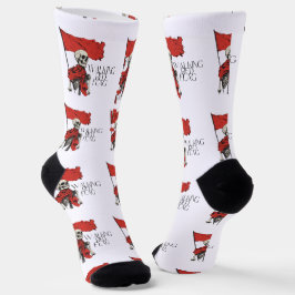 Rote Flagge Skeleton | Edgy Minimalistisch Spaß Socken