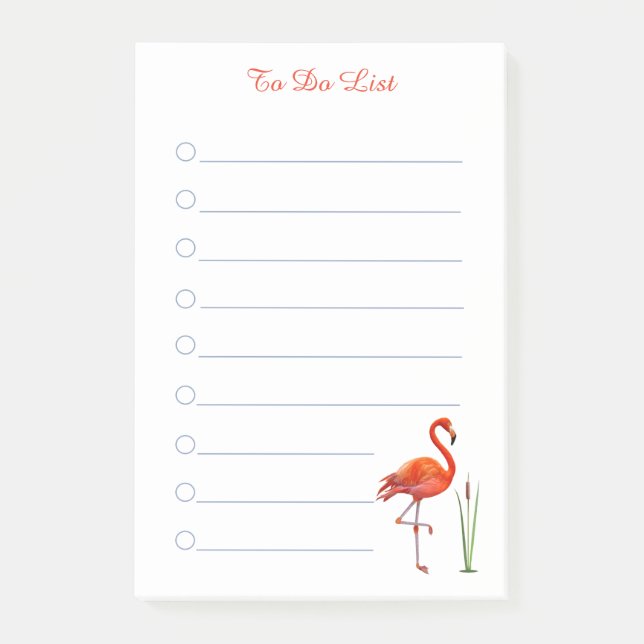 Rote Flamingo und Kalligraphie auf weißer Seite Post-it Klebezettel (Vorderseite)