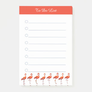  Rote Flamingos & Kalligrafie auf Weißen Dingen Zu Post-it Klebezettel