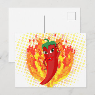 Rote Flammen mit Hot Pepper-Flammen Postkarte