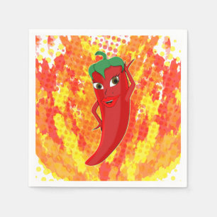 Rote Flammen mit Hot Pepper-Flammen Serviette