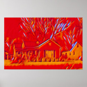 Rote Flammende Vororte Poster