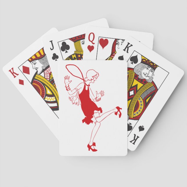 rote Flapper-Girl Spielkarten (Rückseite)