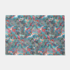 Rote Flecken mit Pfirsich und Zyanflecken an der s Fußmatte