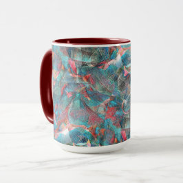 Rote Flecken mit Pfirsich und Zyanflecken an der s Tasse