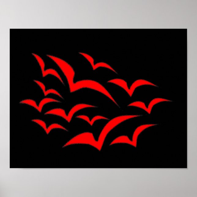 Rote Fledermaus-Wolkenposter Poster (Vorne)