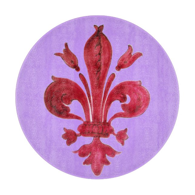 ROTE FLEUR DE LIS SCHNEIDEBRETT (Vorderseite)