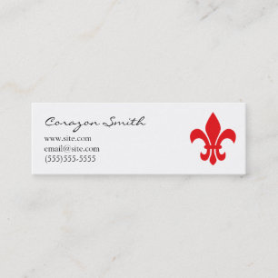 Rote Fleur de Lis Slim Business Card Mini Visitenkarte