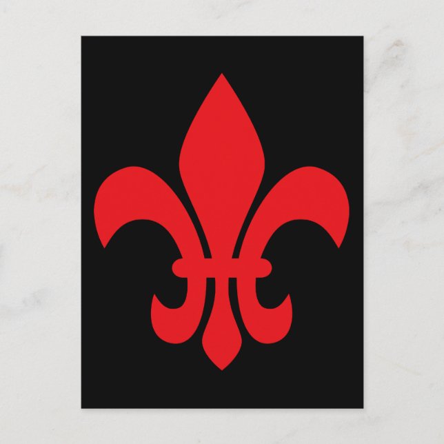 Rote Fleur de Lys Postkarte (Vorderseite)