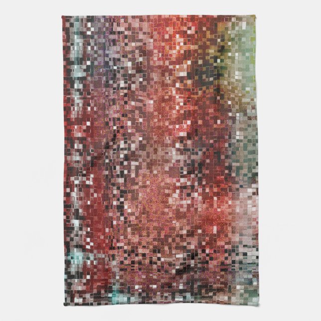 Rote Fliese mit Sprayfarbe Geschirrtuch (Vertikal)