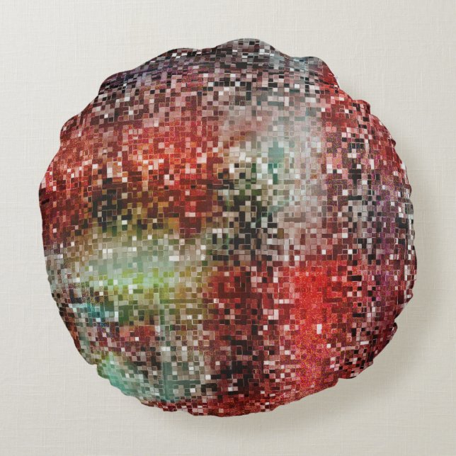Rote Fliese mit Sprayfarbe Rundes Kissen (Rückseite)