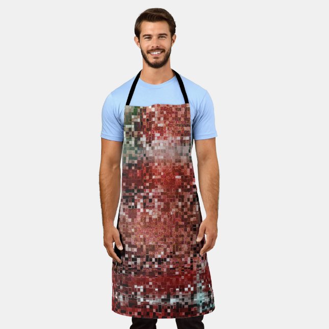 Rote Fliese mit Sprayfarbe Schürze (Getragen)