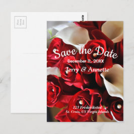 Rote Flora Elegante Blume Save the Date Hochzeit Postkarte