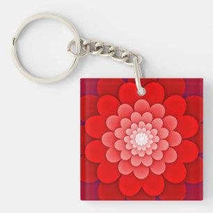 Rote Flora Mandala-58566 Schlüsselanhänger