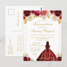 Rote Floral Princess Quinceañera