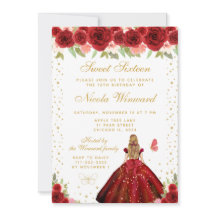 Rote Florale Blondhaarige Prinzessin Sweet Sixteen