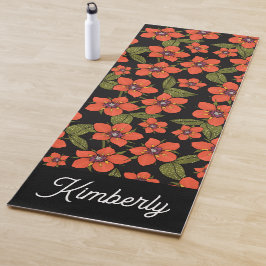 Rote Florale Boho Namens-Yogamatte Yogamatte