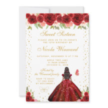 Rote Florale Dunkle Haut Prinzessin Sweet Sixteen
