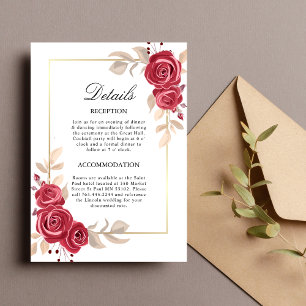 Rote florale Gold Rahmen Hochzeitskarte Einladung