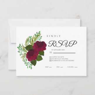 Rote Florale RSVP-Karte – Elegante Hochzeitsantwor RSVP Karte