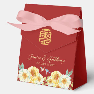 Rote florale Vogel-Chinesische Hochzeit  Geschenkschachtel