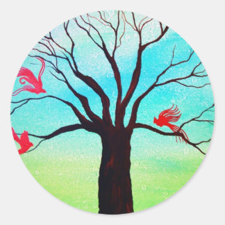 Rote Flügel Runder Aufkleber
