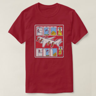 Rote Fluggesellschaft Notfall-Sicherheitskarte T-Shirt