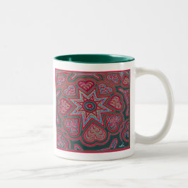 Rote Folk Art Hearts Tasse