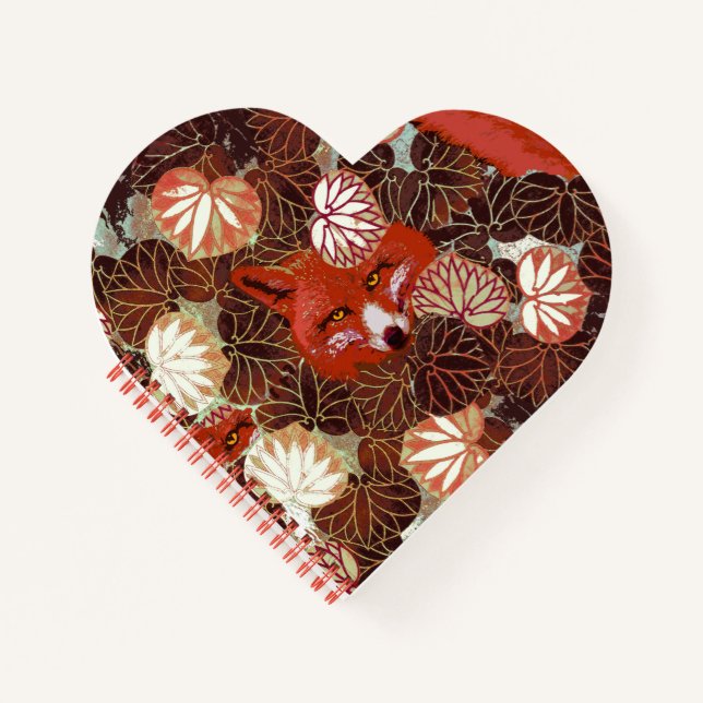 ROTE FOXE UNTER DEN WEISSEN BLÄTTER, FOLIAGE NOTIZBUCH (Vorderseite)