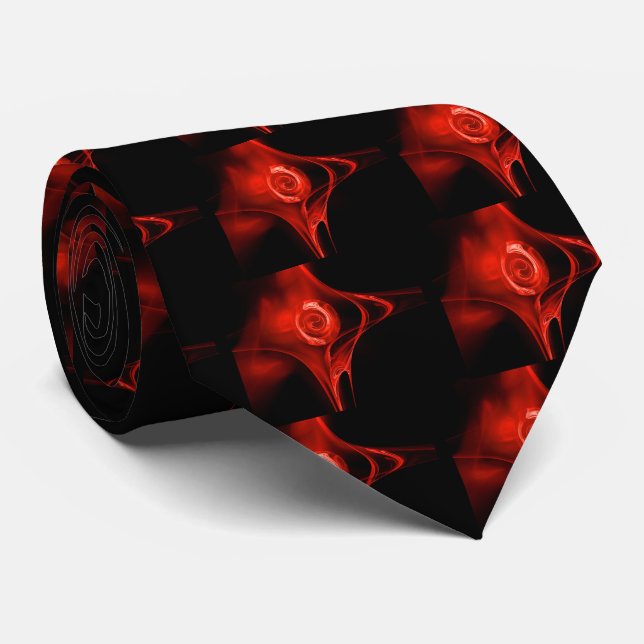 ROTE FRAKTAL ROSE IN SCHWARZ KRAWATTE (Gerollt)