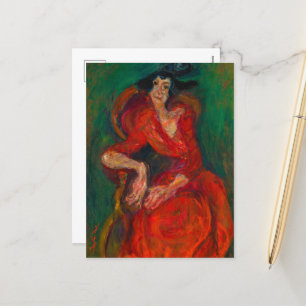 Rote Frau, La femme en rouge von Chaim Soutine Feiertagspostkarte