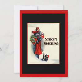 Rote Frau mit Scottish Terrier Open House Einladung