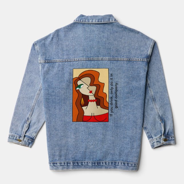 Rote Frauen - Schöner Kubismus Jeansjacke (Rückseite)