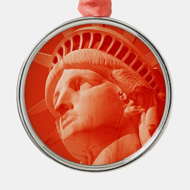 Rote Freiheitsstatue Silbernes Ornament (Vorne)