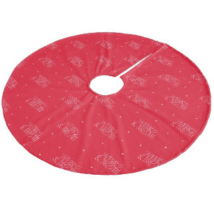 Rote Frohe und Helle Typografie Fleece Weihnachtsbaumdecke