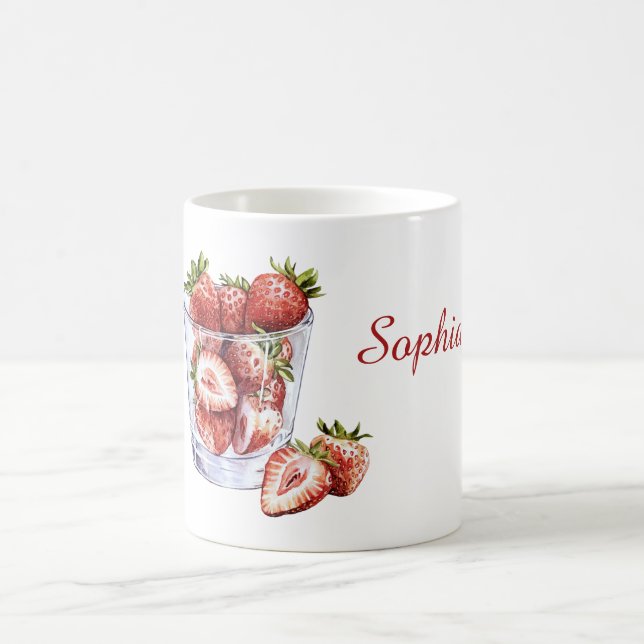 Rote Fruchte Erdbeeren Glas Kaffeetasse (Mittel)