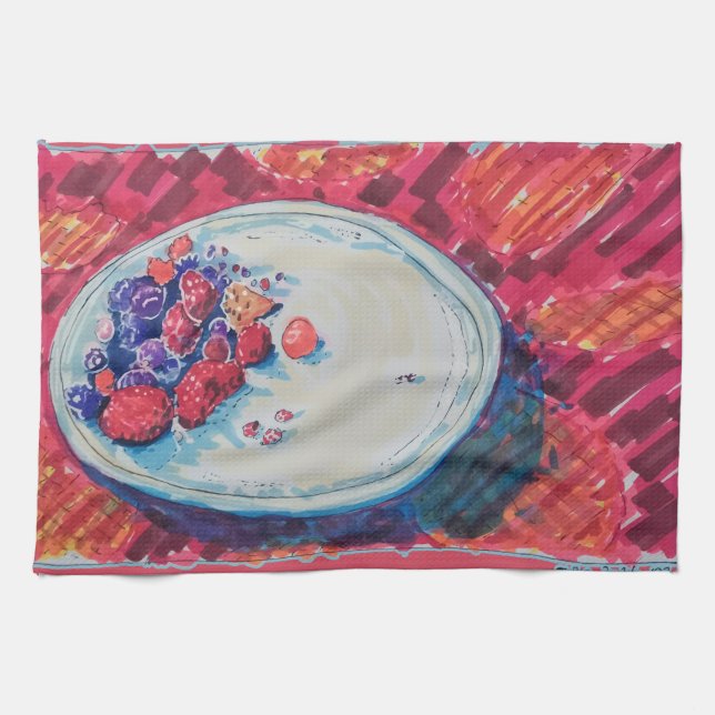 Rote Früchte-Schale Geschirrtuch (Horizontal)