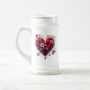 Rote Frühlingsblumen Herz-53476 Bierglas