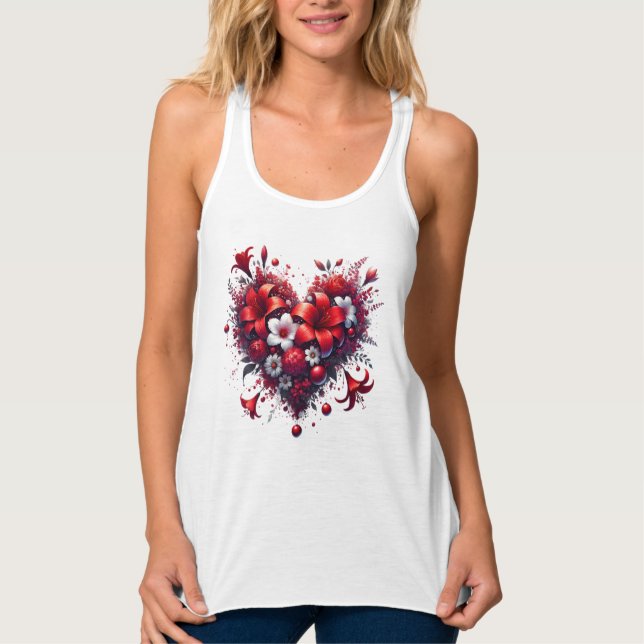 Rote Frühlingsblumen Herz-53476 Tank Top (Vorderseite)