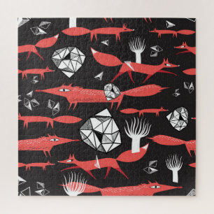 Rote Füchse: Dunkler Hintergrund Nahtlos.